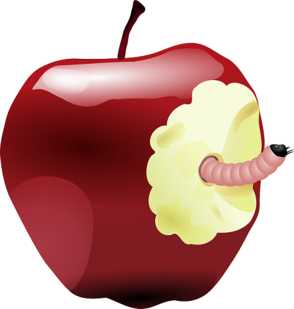 Apfel mit Wurm