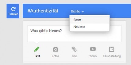 Suchfeld bei Google+