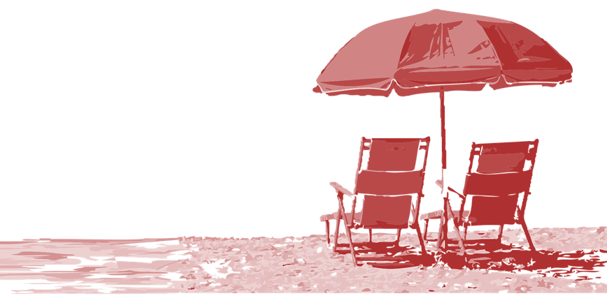 Endlich Urlaub - zwei Stühle unter einem Sonnenschirm