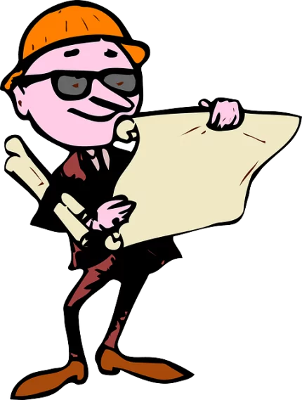 Architekt mit Bauplänen