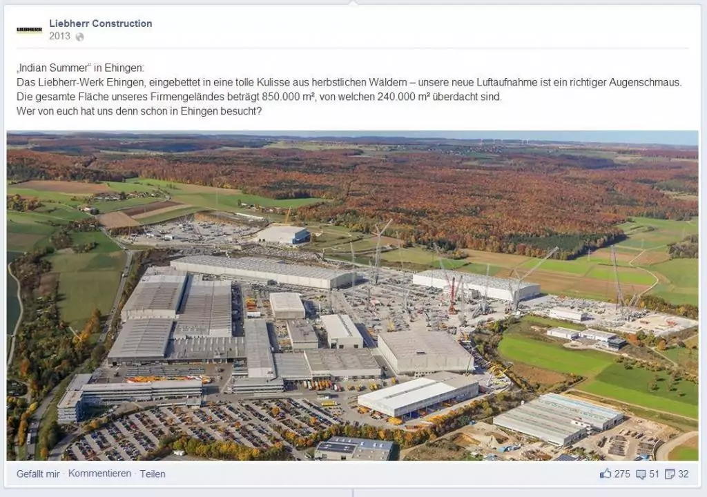 Das Liebherr-Firmengelände auf Facebook