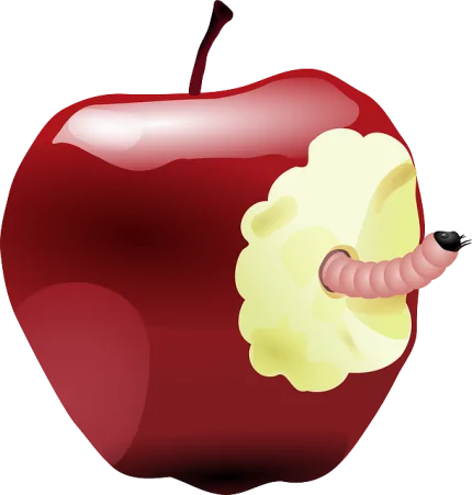 Apfel mit Wurm