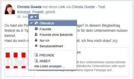 Privatsphäreeinstellung ändern
