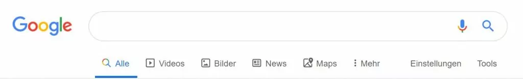 Das Startsuchfeld von Google