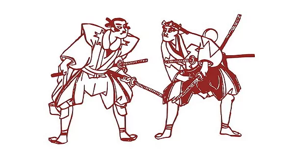 Zwei Samurais belauern sich